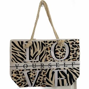Love Yourself Animal Print Beach Bag